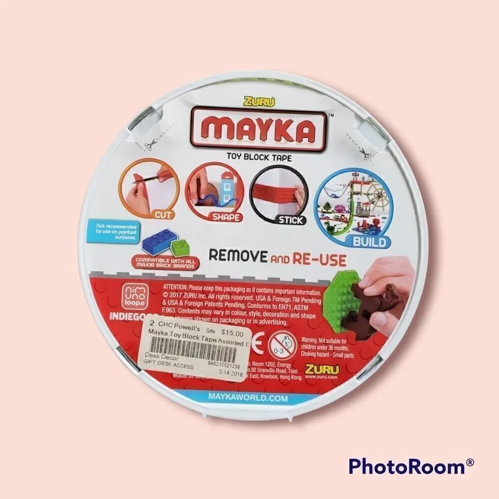 Zuru Mayka Toy Block Tape 2m 6.5 Feet Green New Cut Shape Stick Build Compatible